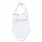 White swimsuit with halter top on a white background