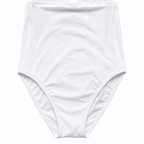 White high-waisted bikini bottom on a white background