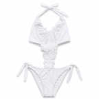 White lace bikini set on a white background