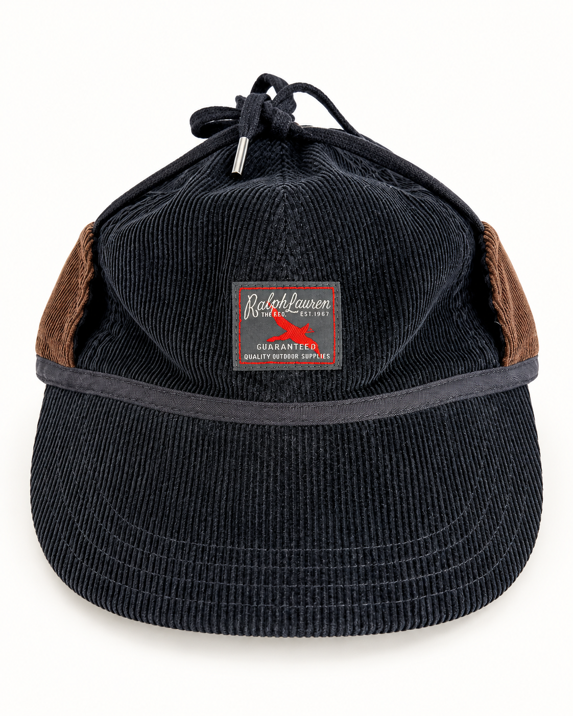 Polo Ralph Lauren Corduroy Earflap Hunting Cap Black front