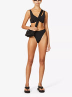 MYRA SWIM Seigel V-neck Bikini Black Top - House Of Huntington