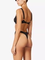 MYRA SWIM Seigel V-neck Bikini Black Top - House Of Huntington