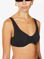 MYRA SWIM Seigel V-neck Bikini Black Top - House Of Huntington