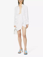 JACQUEMUS La Robe Bahia Woven Mini White Dress - House Of Huntington