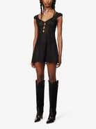 MIRROR PALAIS Maria Scoop-Neck Lace Black Mini Dress - House Of Huntington