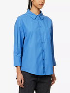 ANINE BING Mika Relaxed-Fit Cotton Button Up Blue Shirt - House Of Huntington