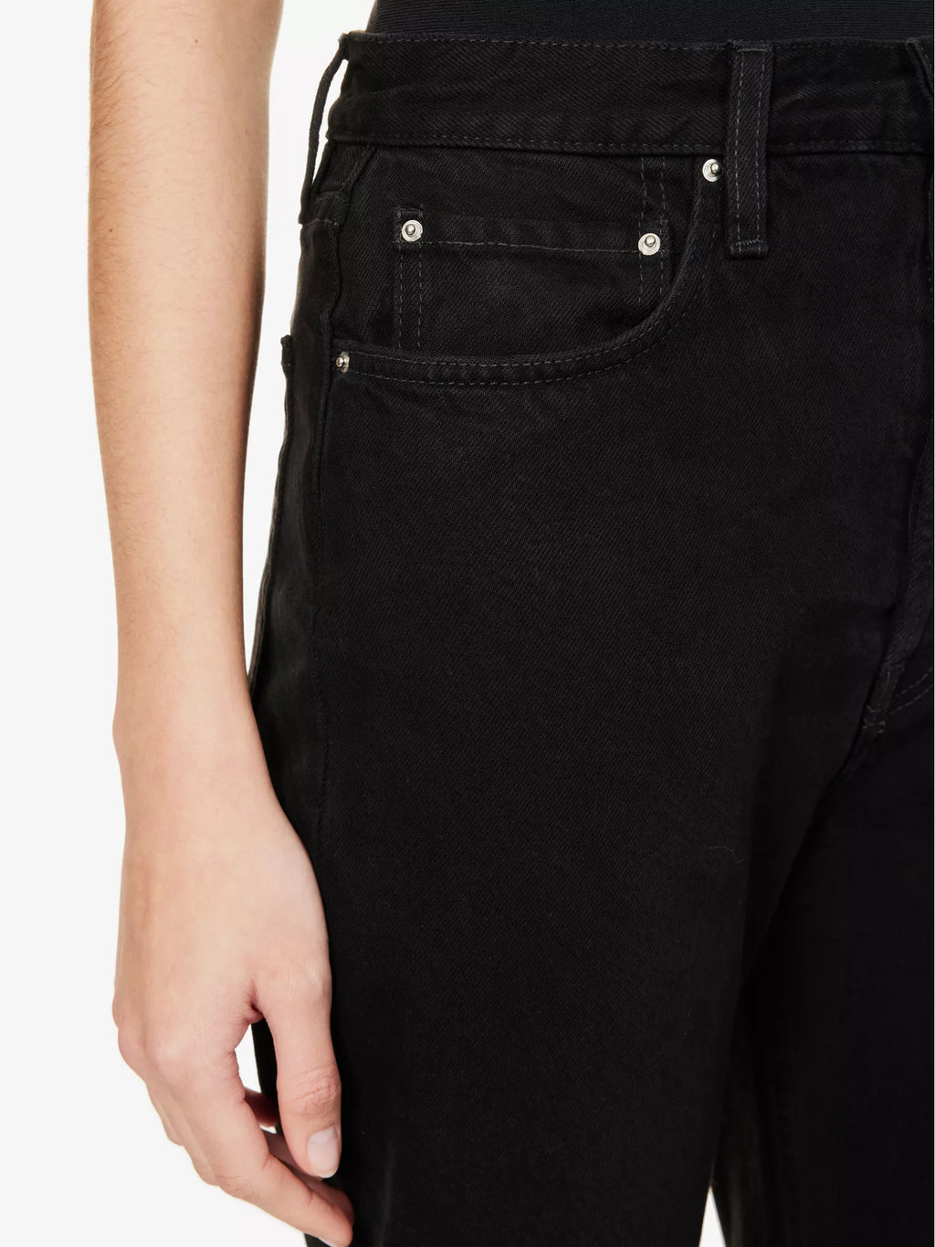 TOTEME Straight-Leg Mid-Rise Organic Denim Black Raw Hem Jeans - House Of Huntington