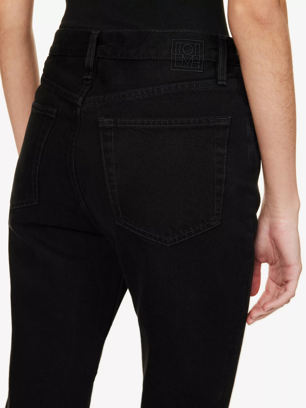 TOTEME Straight-Leg Mid-Rise Organic Denim Black Raw Hem Jeans - House Of Huntington