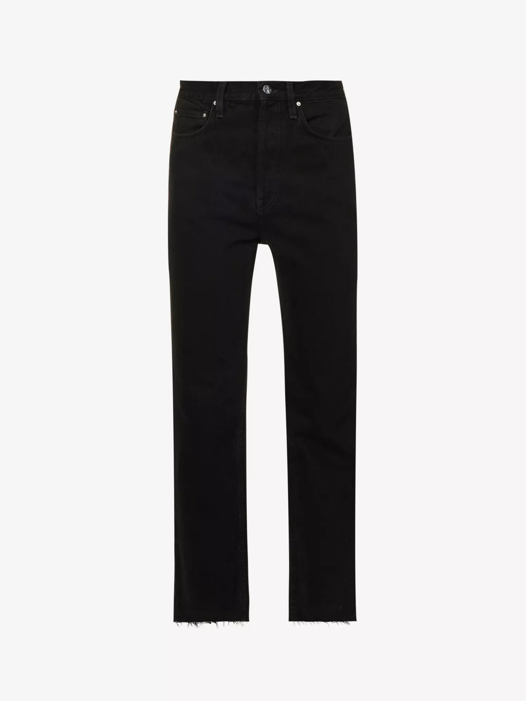 TOTEME Straight-Leg Mid-Rise Organic Denim Black Raw Hem Jeans - House Of Huntington