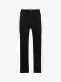 TOTEME Straight-Leg Mid-Rise Organic Denim Black Raw Hem Jeans - House Of Huntington