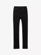 TOTEME Straight-Leg Mid-Rise Organic Denim Black Raw Hem Jeans - House Of Huntington