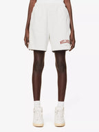 SPORTY & RICH Wellness Slogan Print Marl Grey 80s Style Athleisure Shorts - House Of Huntington