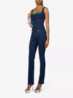 MIAOU Tommy Pinstripe Navy Chain Detail Grunge Pants Trousers - House Of Huntington