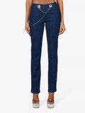 MIAOU Tommy Pinstripe Navy Chain Detail Grunge Pants Trousers - House Of Huntington