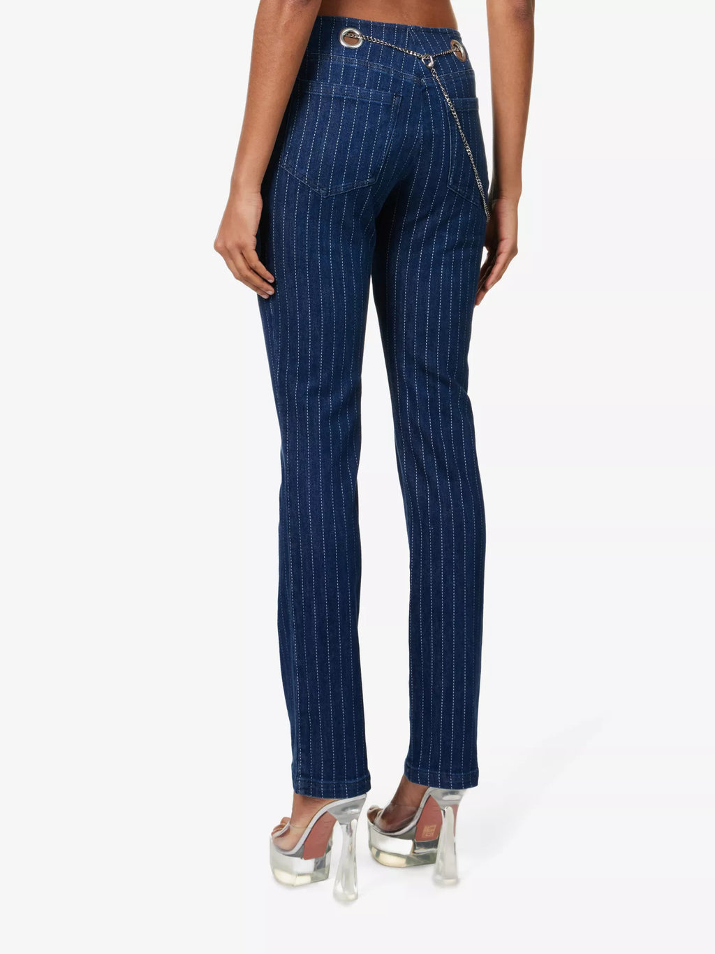 MIAOU Tommy Pinstripe Navy Chain Detail Grunge Pants Trousers - House Of Huntington