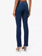 MIAOU Tommy Pinstripe Navy Chain Detail Grunge Pants Trousers - House Of Huntington