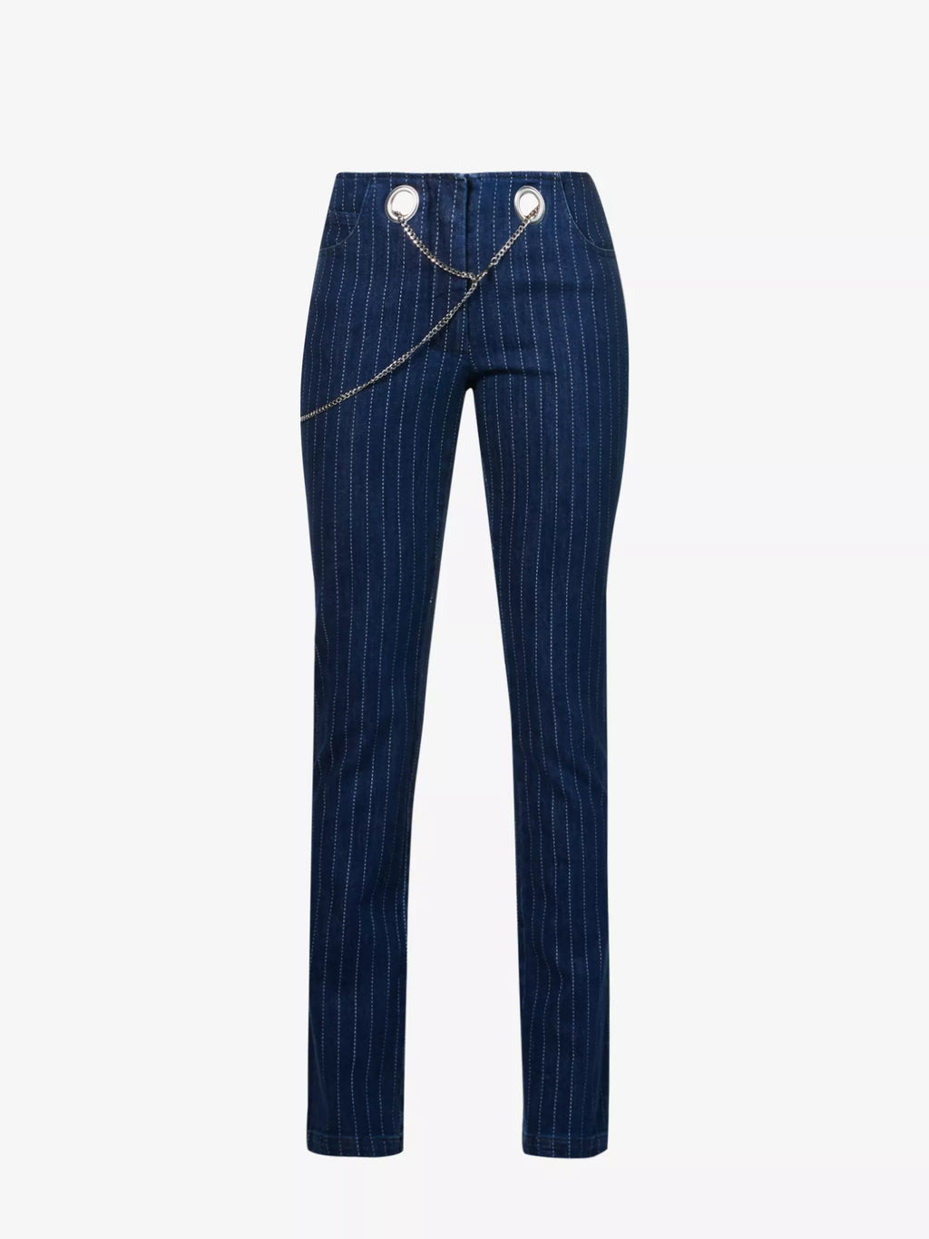 MIAOU Tommy Pinstripe Navy Chain Detail Grunge Pants Trousers - House Of Huntington