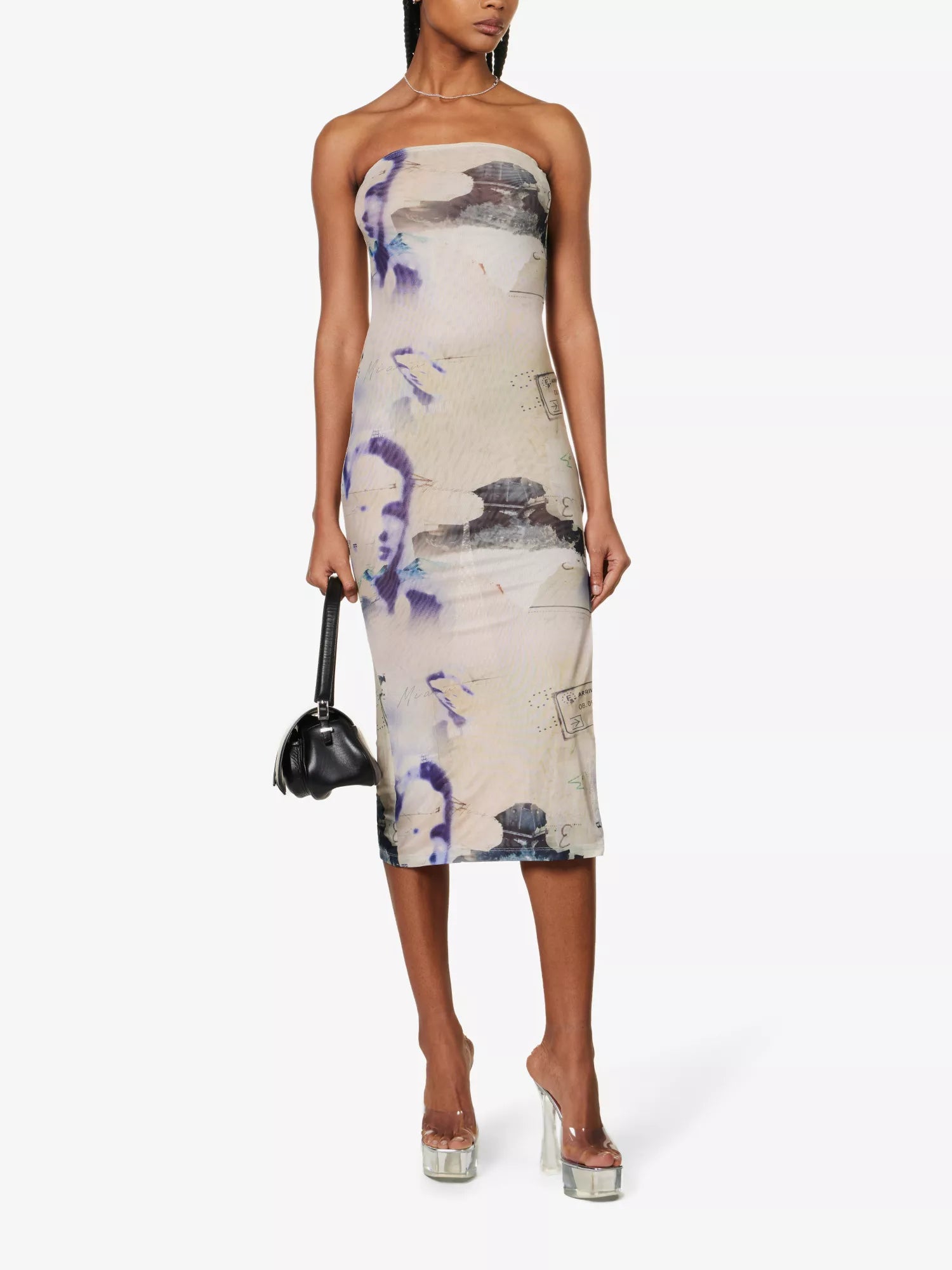 MIAOU Lila Abstract-Print Corsica Slim-Fit Recycled Polyester-Blend Midi Dress - House Of Huntington