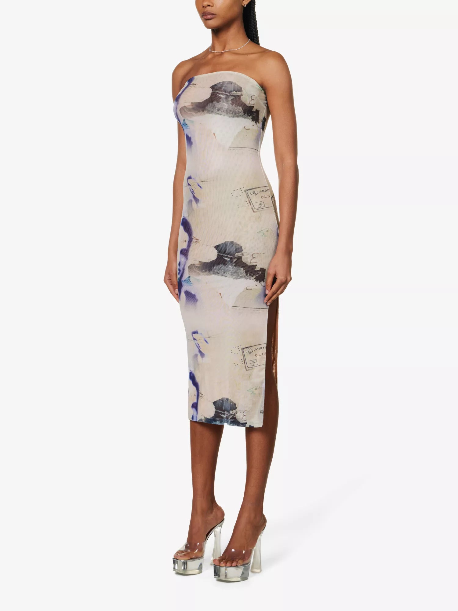 MIAOU Lila Abstract-Print Corsica Slim-Fit Recycled Polyester-Blend Midi Dress - House Of Huntington