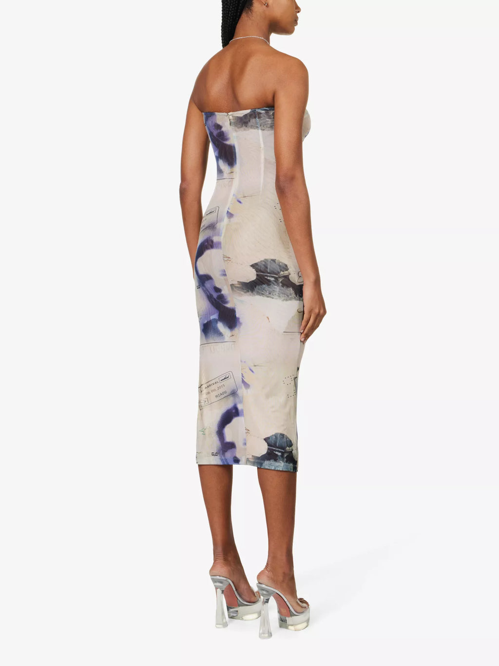 MIAOU Lila Abstract-Print Corsica Slim-Fit Recycled Polyester-Blend Midi Dress - House Of Huntington