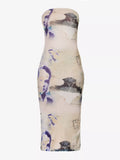 MIAOU Lila Abstract-Print Corsica Slim-Fit Recycled Polyester-Blend Midi Dress - House Of Huntington