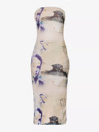 MIAOU Lila Abstract-Print Corsica Slim-Fit Recycled Polyester-Blend Midi Dress - House Of Huntington