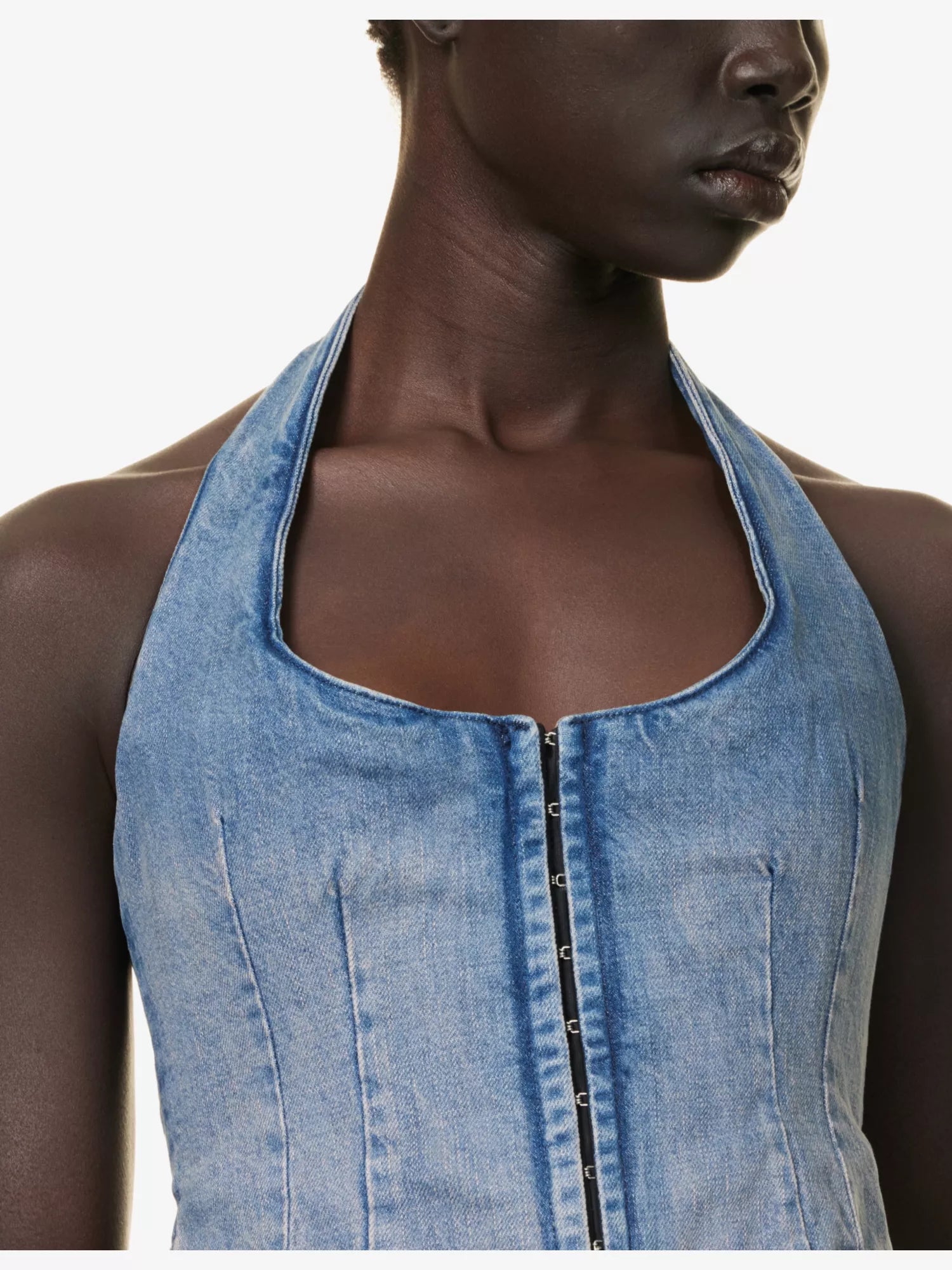 MIAOU Blue Denim Dani Echo Vest Corset Top - House Of Huntington