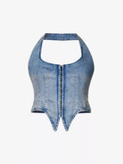 MIAOU Blue Denim Dani Echo Vest Corset Top - House Of Huntington