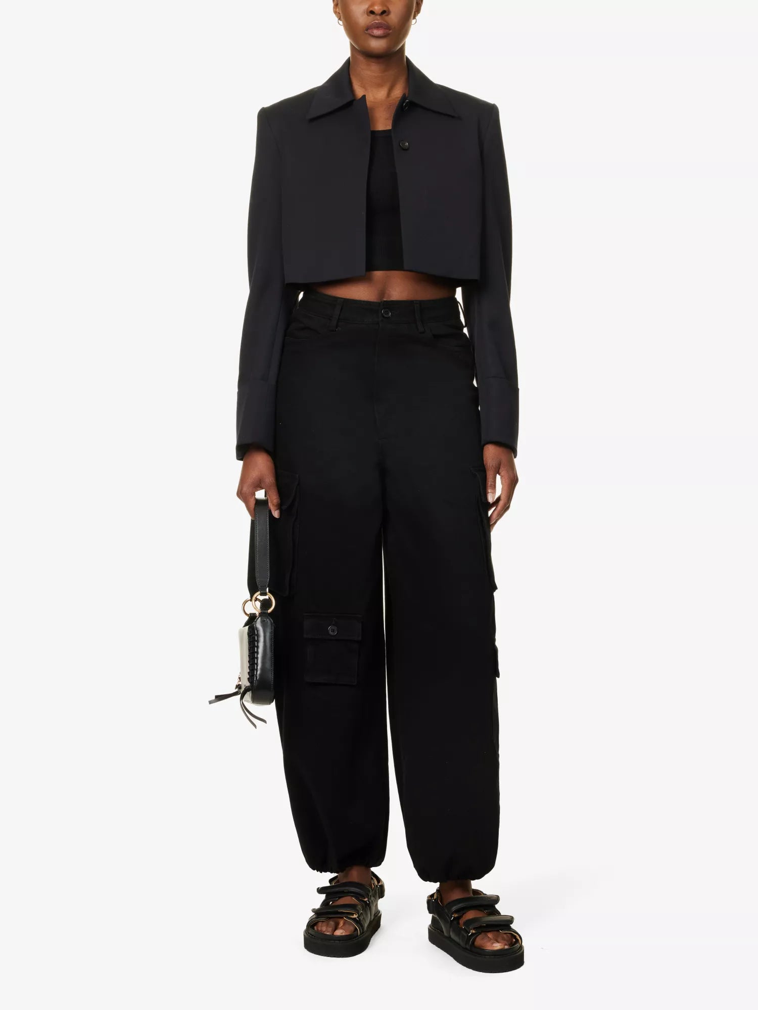 THE FRANKIE SHOP Hailey Patch-Pocket Straight-Leg High-Rise Black Jeans - House Of Huntington