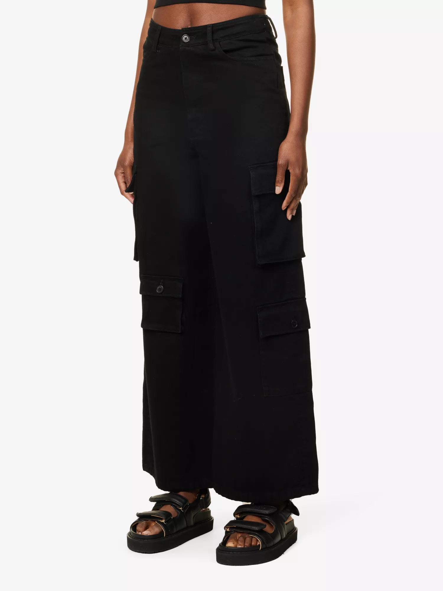 THE FRANKIE SHOP Hailey Patch-Pocket Straight-Leg High-Rise Black Jeans - House Of Huntington