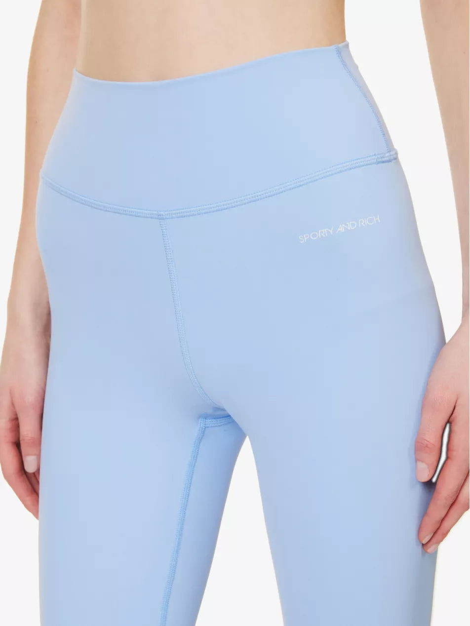 SPORTY & RICH High Rise Logo Print Stretch Wellness Athleisure Leggings - House Of Huntington