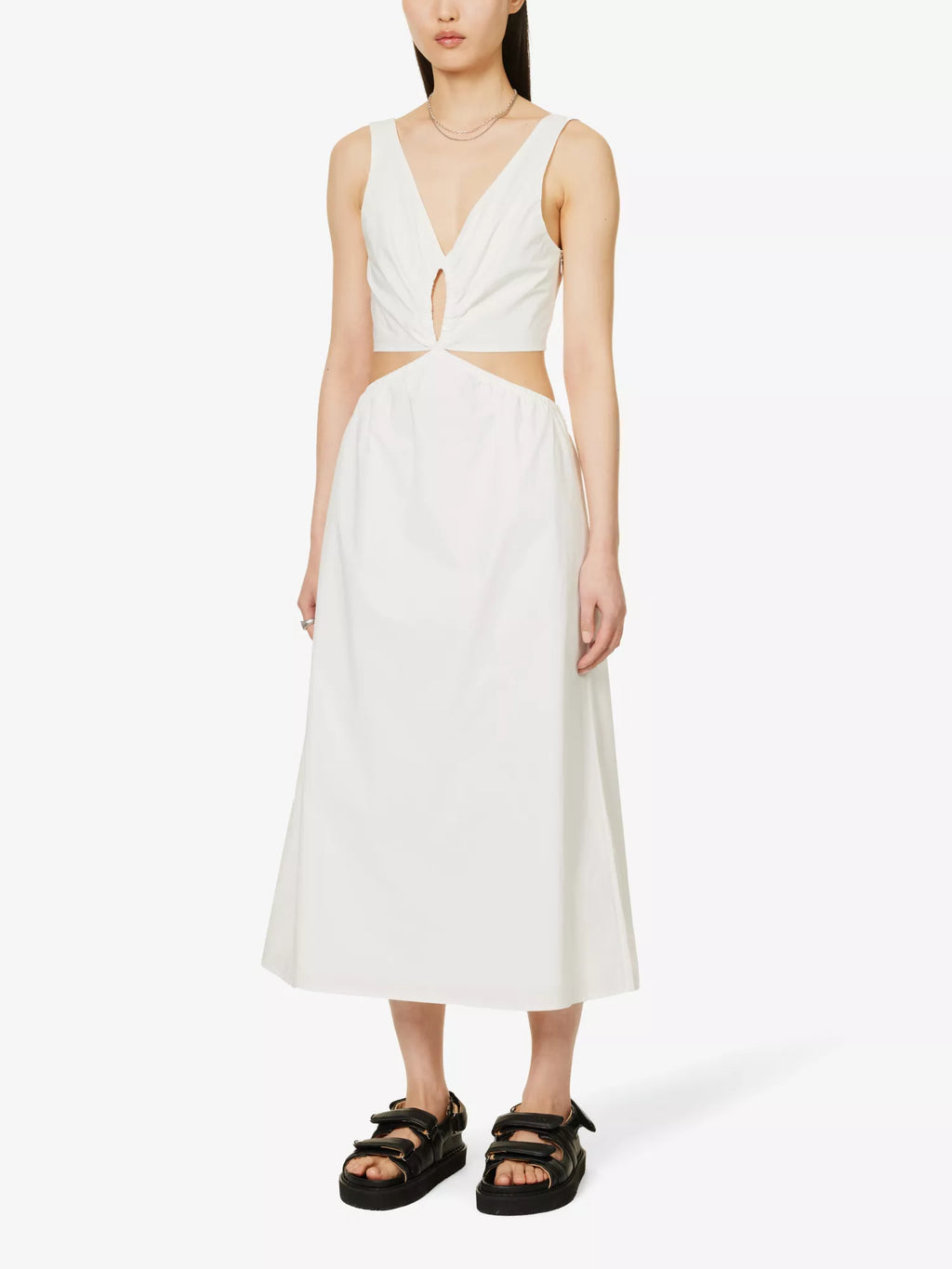 ANINE BING Dione Cut-Out Cotton Midi Dress - House Of Huntington