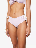MARYSIA Reversible Scalloped Seersucker Violet / Blue Tie Detail Bikini Bottoms - House Of Huntington