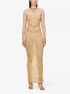 DI PETSA Birthing Venus Crochet Knit Gold Greek Goddess Top - House Of Huntington