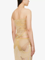 DI PETSA Birthing Venus Crochet Knit Gold Greek Goddess Top - House Of Huntington