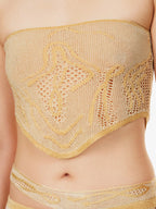DI PETSA Birthing Venus Crochet Knit Gold Greek Goddess Top - House Of Huntington