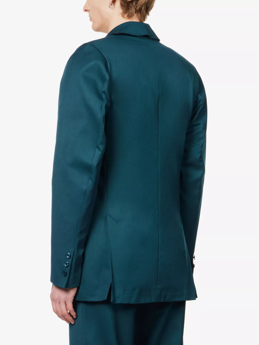 BIANCA SAUNDERS Akiel Green Single Breasted Bonded Wool Blazer Jacket - House Of Huntington