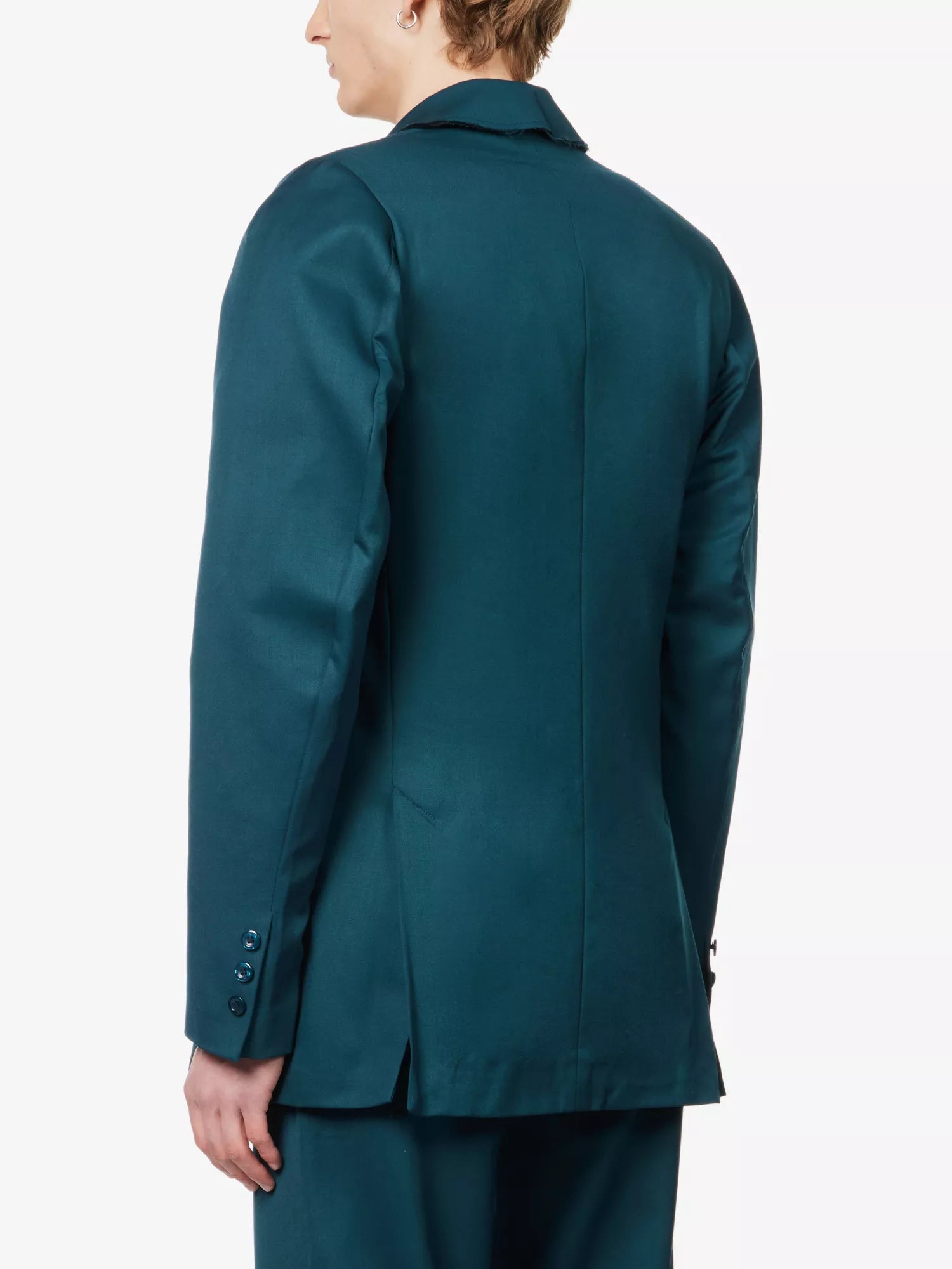 BIANCA SAUNDERS Akiel Green Single Breasted Bonded Wool Blazer Jacket - House Of Huntington