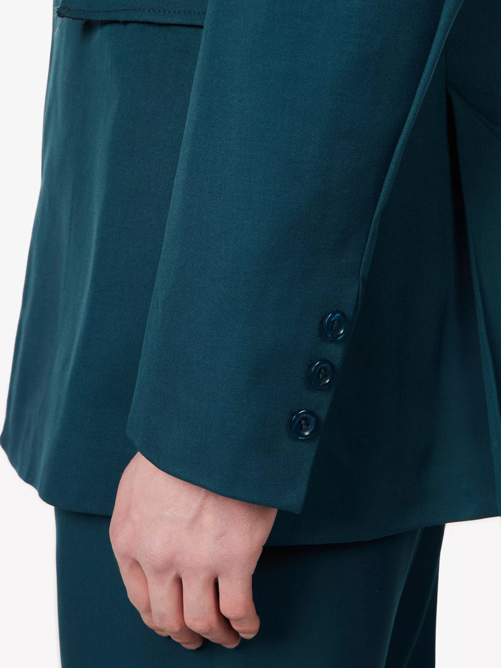 BIANCA SAUNDERS Akiel Green Single Breasted Bonded Wool Blazer Jacket - House Of Huntington