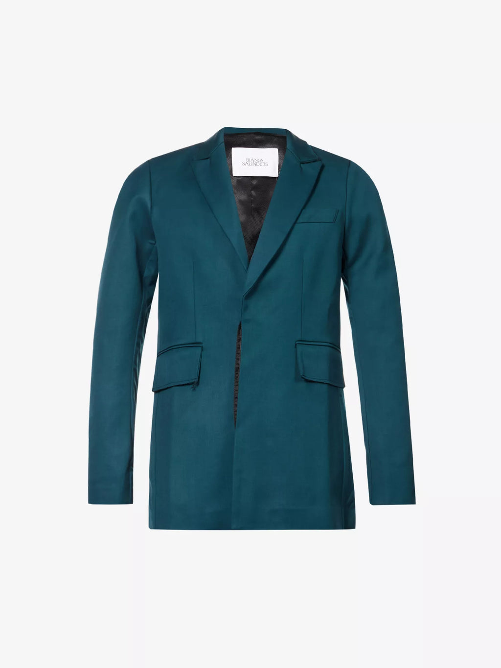 BIANCA SAUNDERS Akiel Green Single Breasted Bonded Wool Blazer Jacket - House Of Huntington