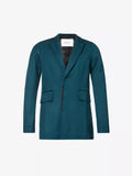 BIANCA SAUNDERS Akiel Green Single Breasted Bonded Wool Blazer Jacket - House Of Huntington