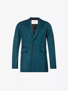 BIANCA SAUNDERS Akiel Green Single Breasted Bonded Wool Blazer Jacket - House Of Huntington
