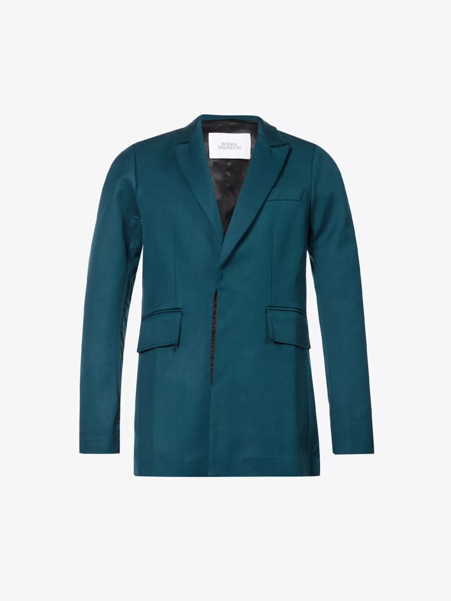 BIANCA SAUNDERS Akiel Green Single Breasted Bonded Wool Blazer Jacket - House Of Huntington