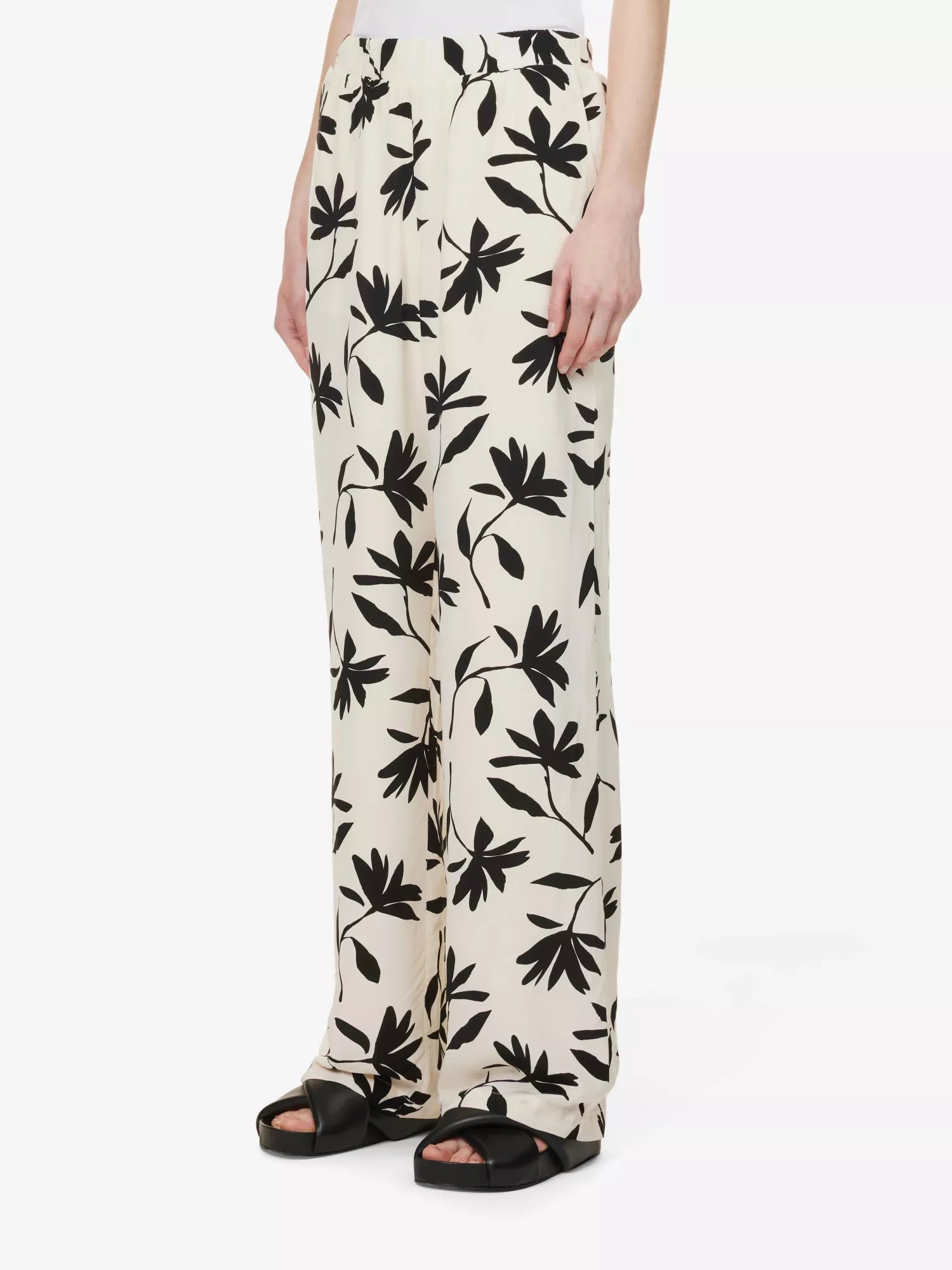 ANINE BING Owen Floral Print Wide Leg Mid Rise Woven Trousers - House Of Huntington