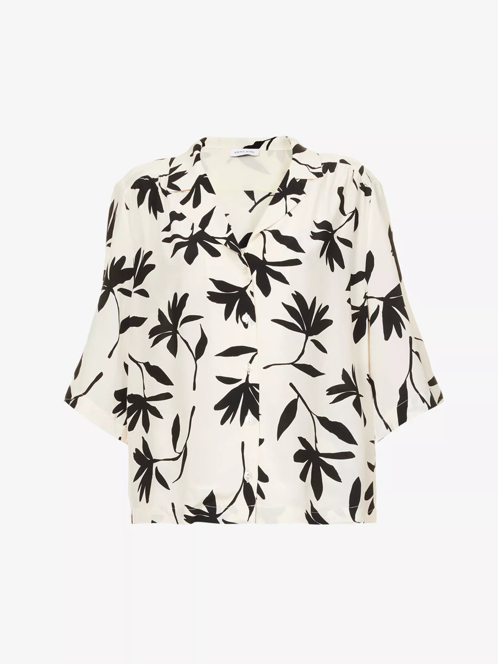 ANINE Bing Row Floral Print Ivory Woven Button-Up Relaxed Shirt - House Of Huntington