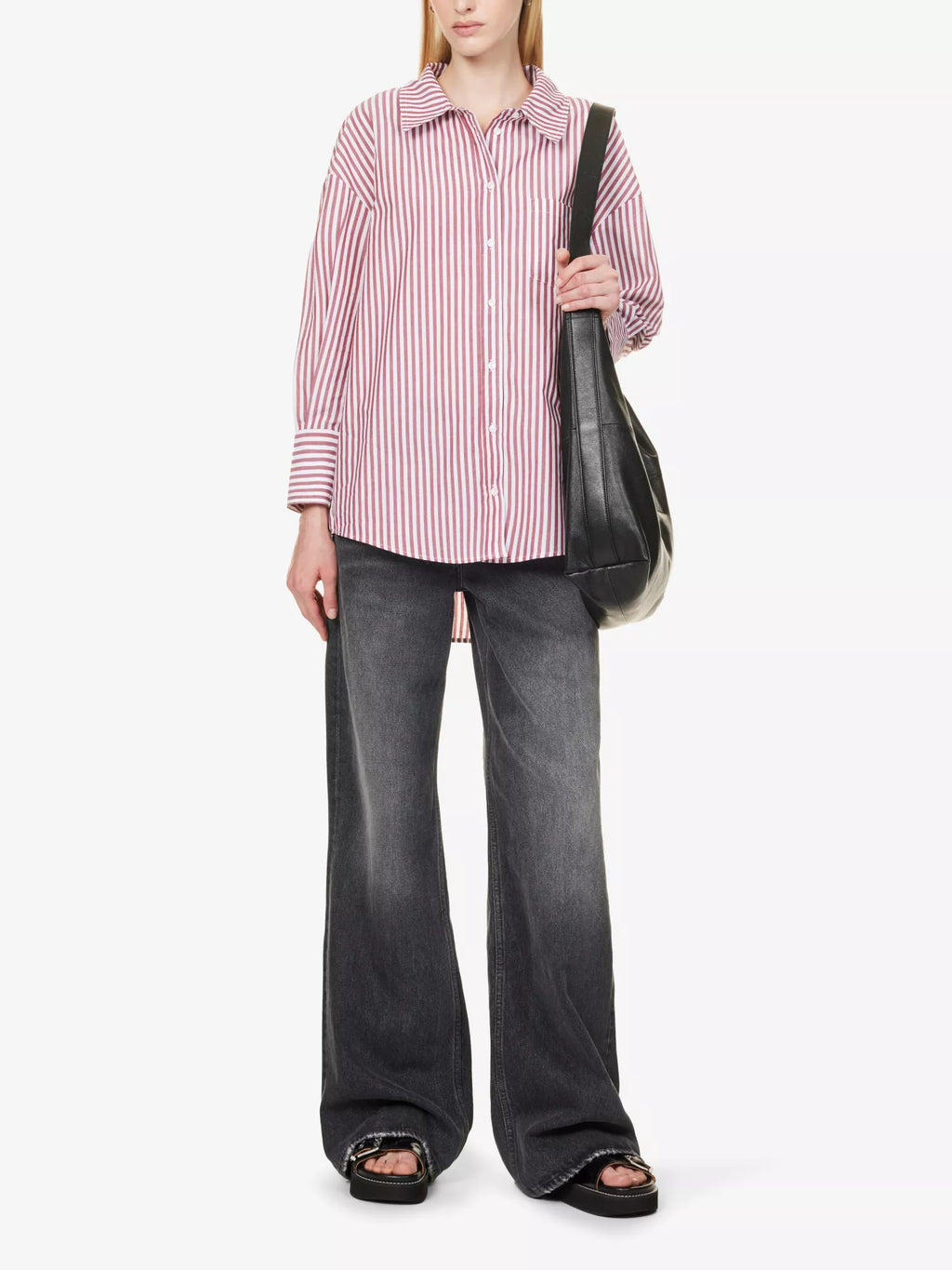 ANINE BING Mika Vertical-Striped Poplin Shirt - House Of Huntington