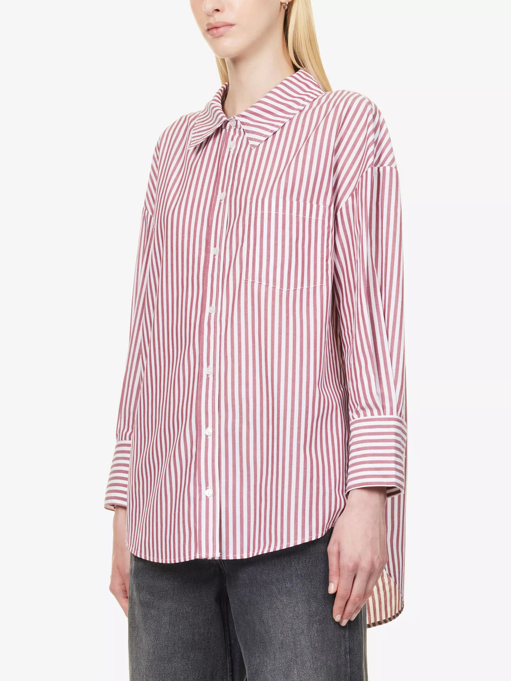 ANINE BING Mika Vertical-Striped Poplin Shirt - House Of Huntington