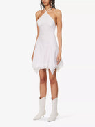 LUDOVIC DE SAINT SERNIN White Ice Skating Flared-Hem Cotton-Poplin Mini Dress - House Of Huntington