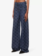 LUDOVIC DE SAINT SERNIN Wide-Leg Logo Branded-Pattern Lace-Up Jeans - House Of Huntington