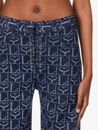 LUDOVIC DE SAINT SERNIN Wide-Leg Logo Branded-Pattern Lace-Up Jeans - House Of Huntington